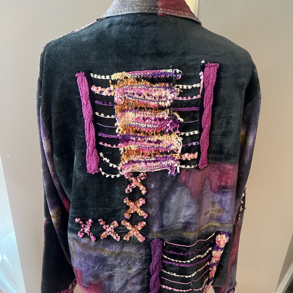 Vtg Sandy Starkman Art To Wear Patchwork Jacket XL